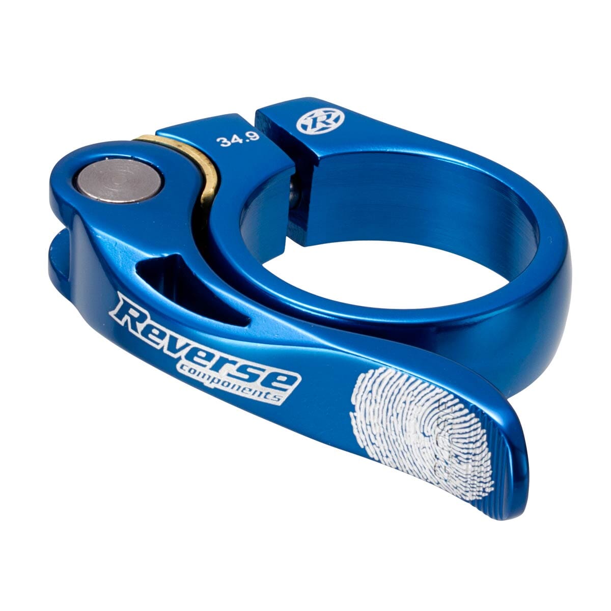 REVERSE saddle clamp Long Life Ø34.9mm blue